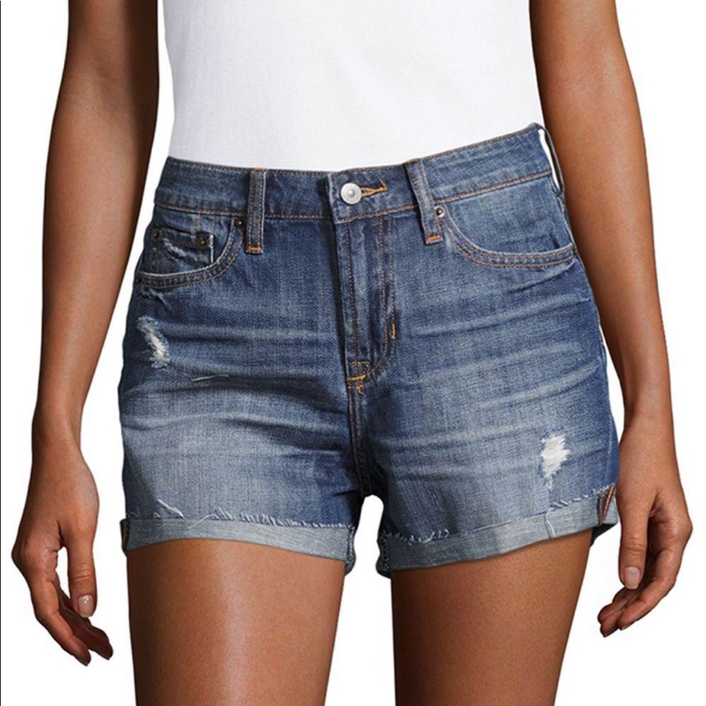 Jean Shop distressed Hannah mid-rise jean shorts